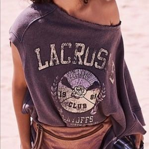 FREE PEOPLE LACROSSE ASYMMETRICAL SWEATSHIRT XS